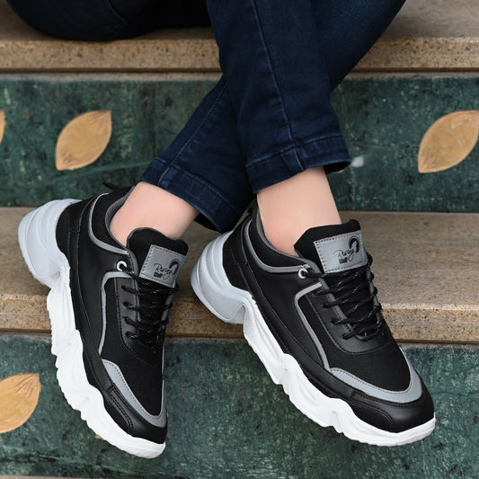 Men’s Black & Grey Chunky Stylish Casual Sports Shoes
