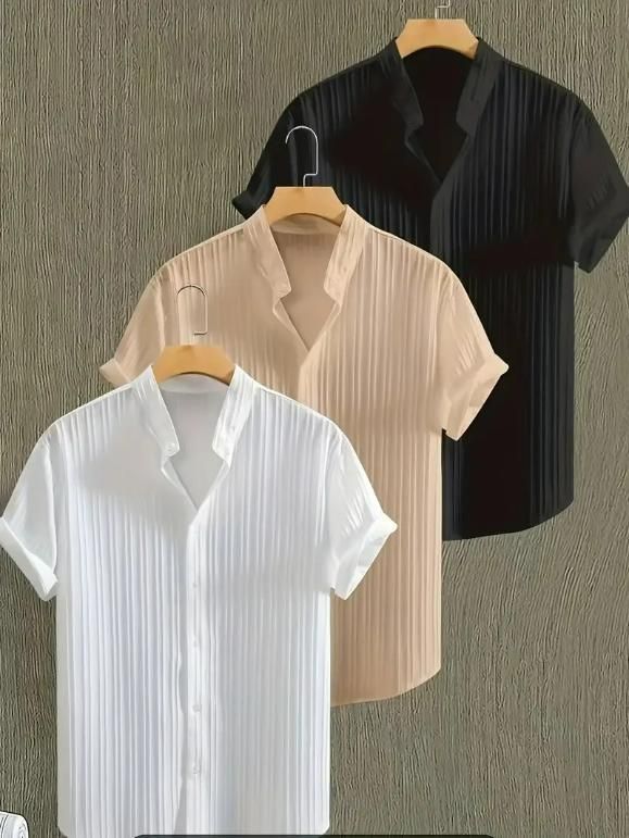 Men's Solid Retro Shirt Pack of 3