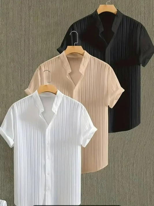 Men's Solid Retro Shirt Pack of 3